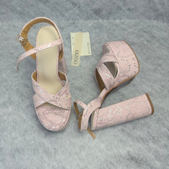 Waterproof platform snake-pattern high heel