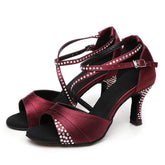 Women's Satin Customized Heel Latin Shoes Ballroom Dance Shoes