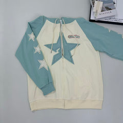 Contrasting-color star-patterned cardigan jacket