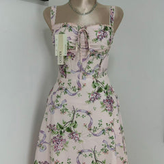 Floral print long dress, lace dress