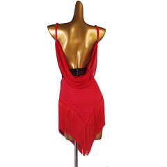 Customisable-Women's Spaghetti Strap Sleeveless Performance Latin Dance Dress Dance Wear
