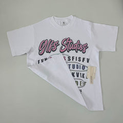 Painted letters short-sleeved shirt