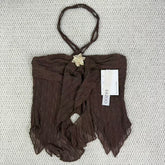 Irregular leaf-shaped sleeveless top with straps