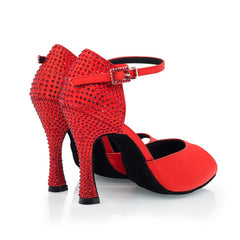 Women's Silk Satin Customized Heel Rhinestone Latin Shoes Salsa Shoes Ballroom Dance Shoes