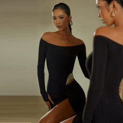 Women's One-Shoulder Long Sleeve Dance Dress DanceWear