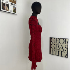 Jacquard Lace Flared Sleeve Dress