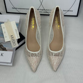 Lace netting platform heels