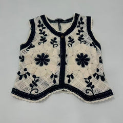 Contrasting-color V-neck cardigan vest