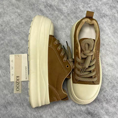 High-top thick-soled platform lace-up shoes