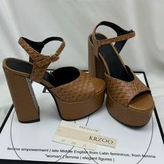 Thick-soled waterproof platform high heels