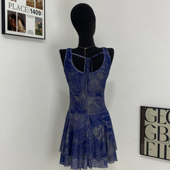 Street Hollow Print Halter Back Dress