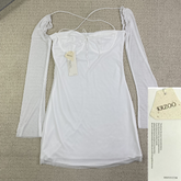 Square-necked wrap-around blouse dress