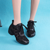 Women's Mesh Lace-up 4cm Heel Dance Sneakers Practice Dance Shoes JazDance