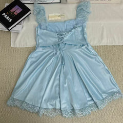 Lace-Trimmed Square Neck Dress