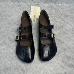 Retro round-toe low-cut shoes