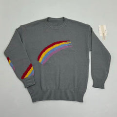 Rainbow Stripes Loose-Fitting Pullover Sweater