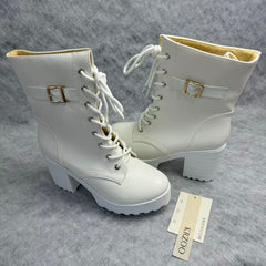 Coarse leather belt buckle ankle boots