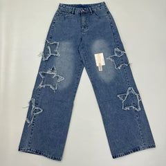 Star High-Waisted Loose Denim Pants
