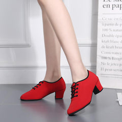 Women's Cloth Heels Modem With Lace-up Teaching & Practice Dance Shoes