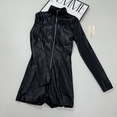 Zipper body-hugging one-piece pants