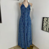 High-Waisted Printed Beach Dress