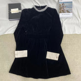 Pearl Black Velvet Dress
