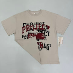 Doodle-style letter print short sleeve shirt