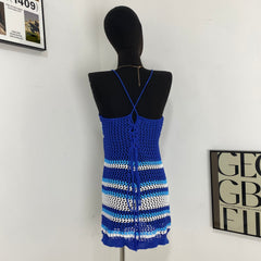 Striped Backless Maxi Dress
