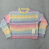 Gradient-colored striped pullover sweater
