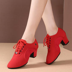 Women's Canvas 5cm Heels Ballroom With Lace-up Teaching & Practice Shoes