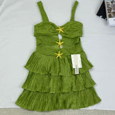 V-neck halter dress with sequins on the skirt