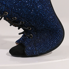 Women's PU 9cm Silm Heel Sequin Lace-up Dance Boots JazDance Shoes