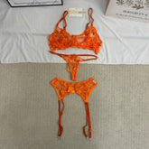 Embroidered Lace Sheer Three-Piece Set