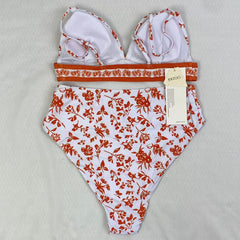 National pattern V-neck swimming suit