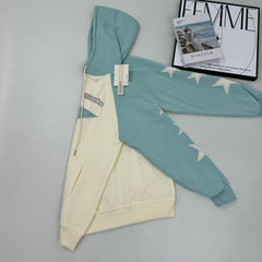 Contrasting-color star-patterned cardigan jacket