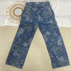 All-Over Floral Wide-Leg Jeans