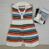 Knitted color-block short-sleeved shorts set