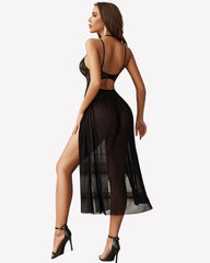 Lace Mesh Side Split Nightgown