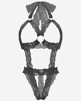 Lace Cupless Bodysuit Deep V Neck Teddy