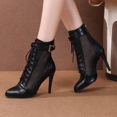 Women's Black 11cm Heels Rubber Lace-up JazShoes Dance Boots