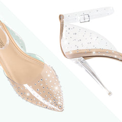 Crystal Pointed Toe Rhinestone Clear Pumps