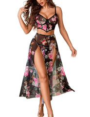 Sheer Embellished Corset Dress Two-Piece Dress Set