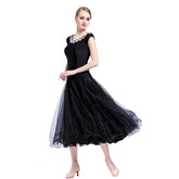 YUN Customisable-Women's Sleeveless Mesh DiamonWaltModern Ballroom Dance Dress