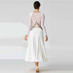 YUN Customisable-Women's Long Sleeve Lace DiamonDress For Ballroom Dancing Smooth Dress