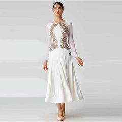 YUN Customisable-Women's Long Sleeve Lace DiamonDress For Ballroom Dancing Smooth Dress