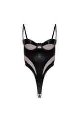 Haillie Lacquer Crotchless Bodysuit