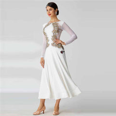 YUN Customisable-Women's Long Sleeve Lace DiamonDress For Ballroom Dancing Smooth Dress