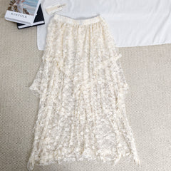 Ruffled irregular hemmed half-length skirt