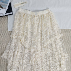 Ruffled irregular hemmed half-length skirt