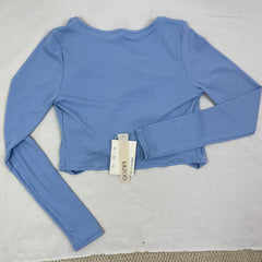 Solid-color V-neck strap long-sleeved top